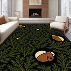 Brown Sloth Green Pine Needle Stars Rug