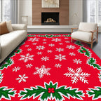 Winter Wonderland Snowflake Holly Garland Rug