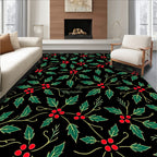 Botanical Holly Berry Scatter Red Rug
