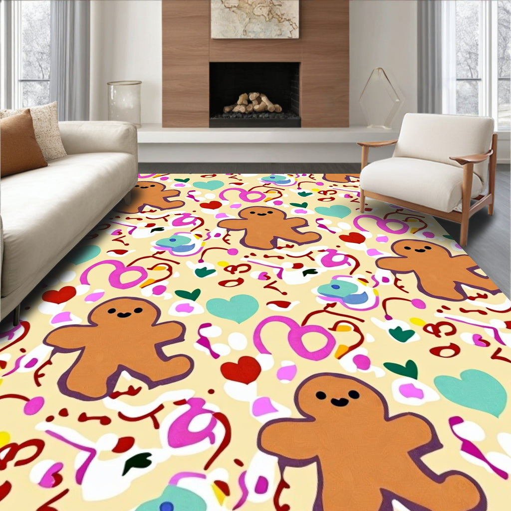 Whimsical Gingerbread Heart Confetti Rug