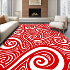 Dynamic Red Swirl Abstract Rug